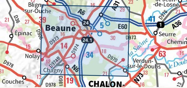 Carte TOP 25 n° 3024 OT - Beaune, Chagny | IGN carte de randonnée IGN