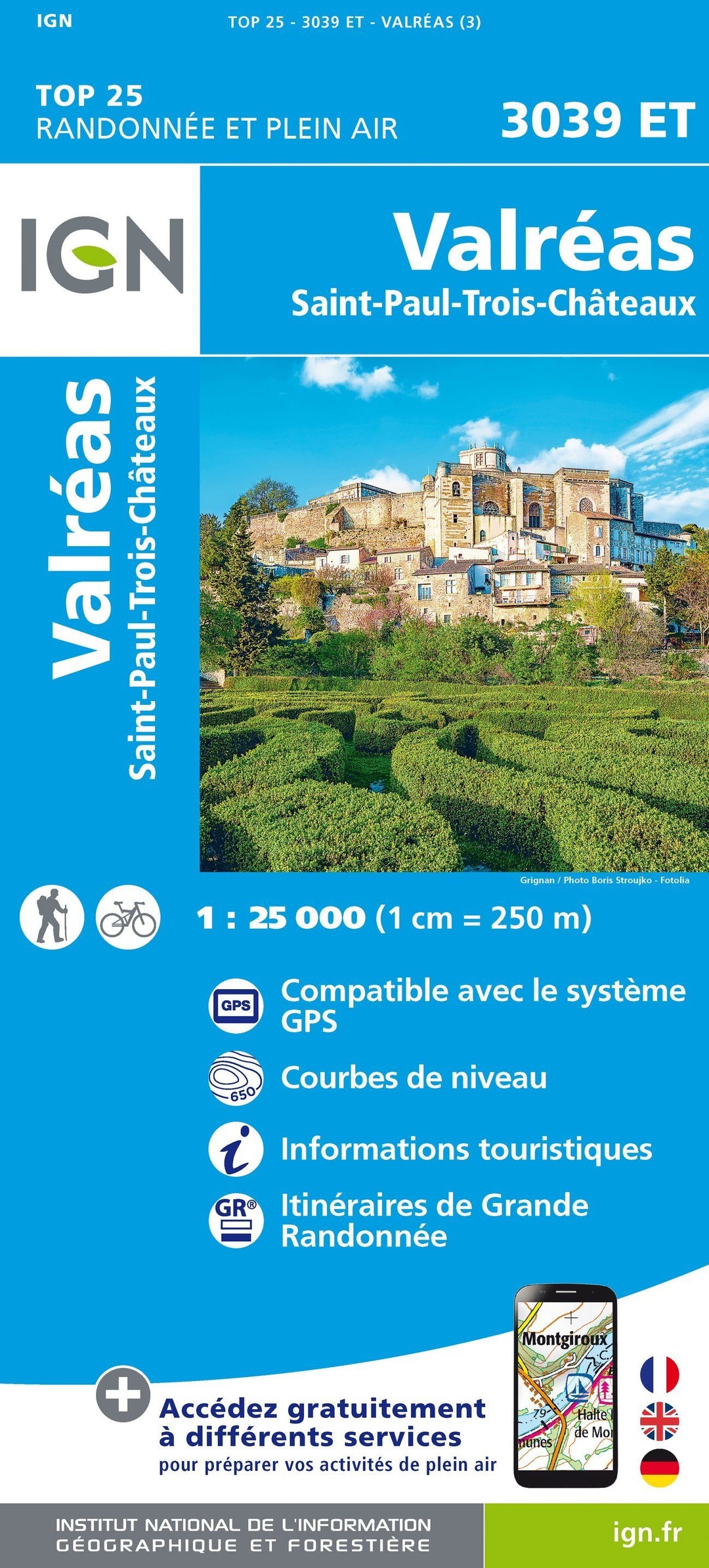 Carte TOP 25 n° 3039 ET - Valréas, Enclave des Papes, Pierrelatte | IGN carte pliée IGN 