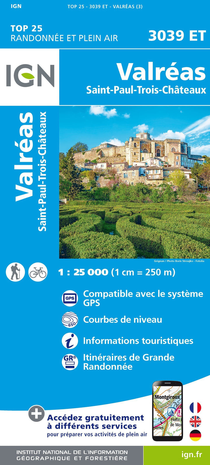 Carte TOP 25 n° 3039 ET - Valréas, Enclave des Papes, Pierrelatte | IGN carte pliée IGN 