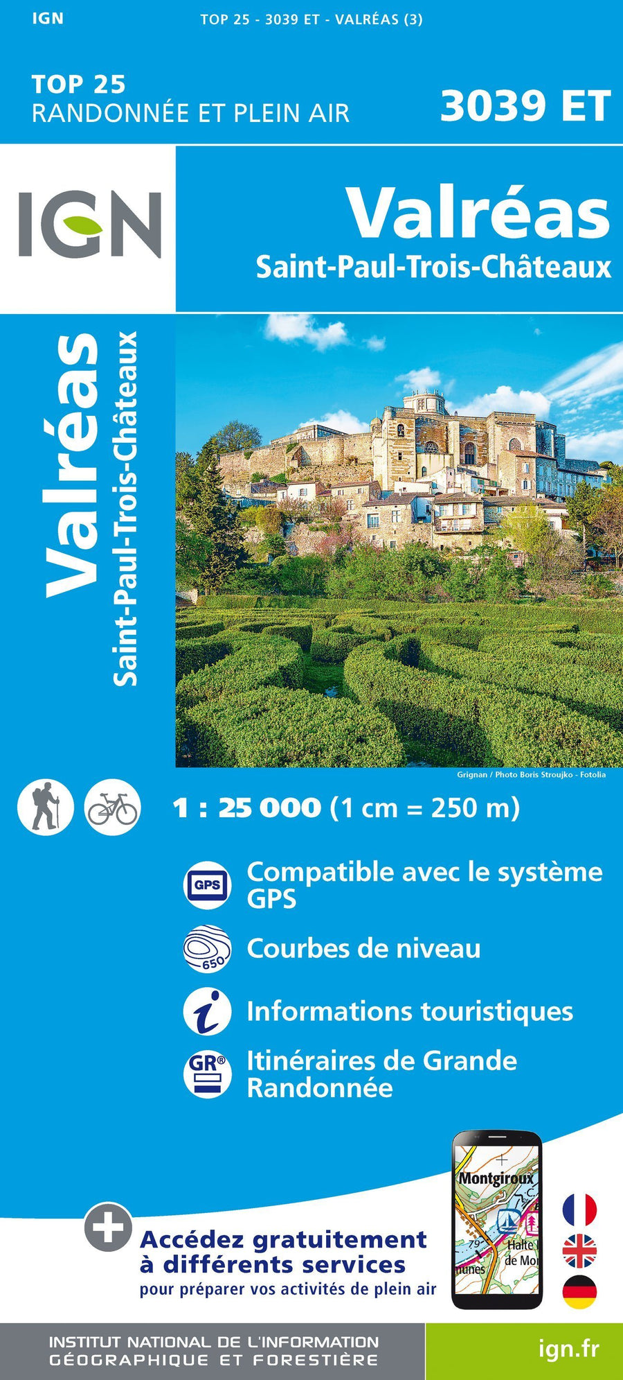 Carte TOP 25 n° 3039 ET - Valréas, Enclave des Papes, Pierrelatte | IGN carte pliée IGN 