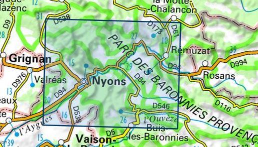 Carte TOP 25 n° 3139 OT - Nyons, Rémuzat & Baronnies | IGN carte de randonnée IGN