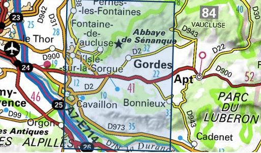 Carte TOP 25 n° 3142 OT - Cavaillon, Fontaine de Vaucluse (PNR du Lubéron) | IGN carte pliée IGN 