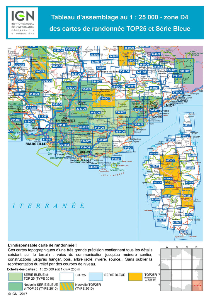 Carte TOP 25 n° 3144 OT - Étang de Berre | IGN carte pliée IGN 