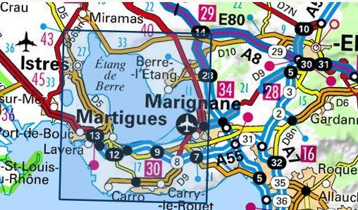 Carte TOP 25 n° 3144 OT - Étang de Berre, Istres, Marignane, Martigues | IGN carte de randonnée IGN