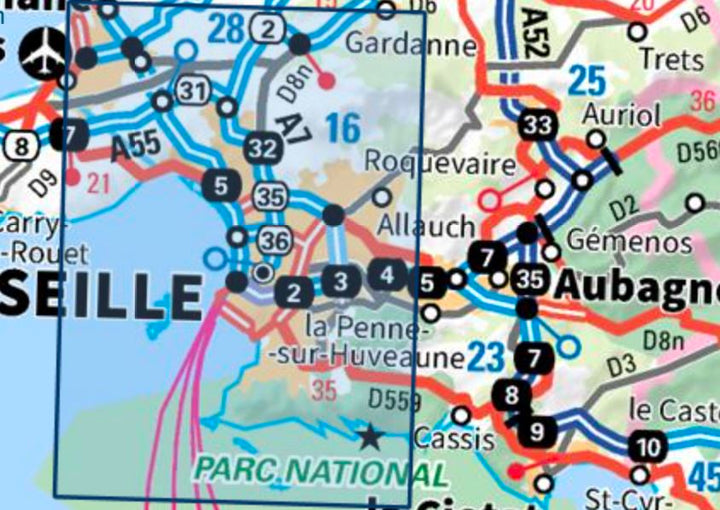 Carte TOP 25 n° 3145 ET - Marseille & les calanques | IGN carte pliée IGN 