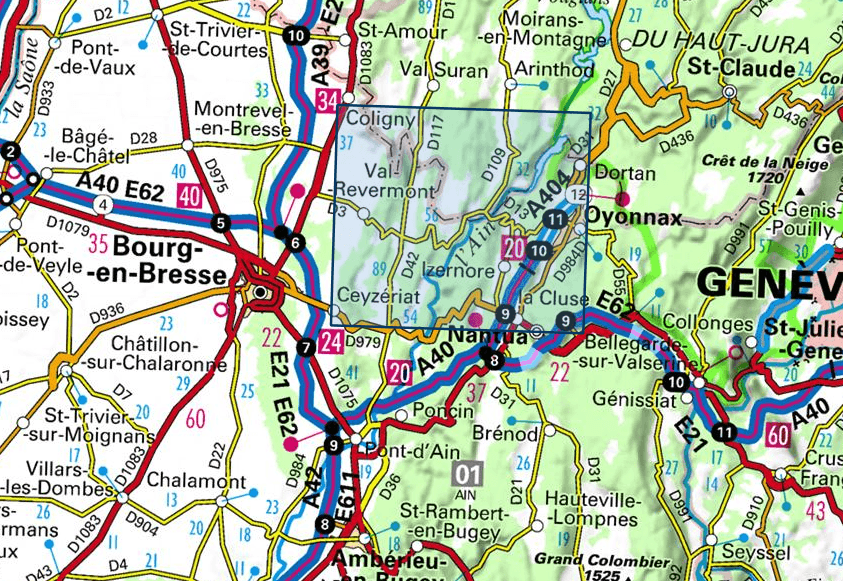 Carte TOP 25 n° 3228 OT - Oyonnax, Gorges de l'Ain, PNR du Haut-Jura | IGN carte pliée IGN 