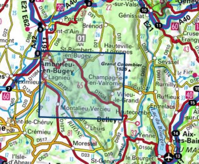 Carte TOP 25 n° 3231 OT - Ambérieu en Bugey, Massif du Bugey | IGN carte pliée IGN 