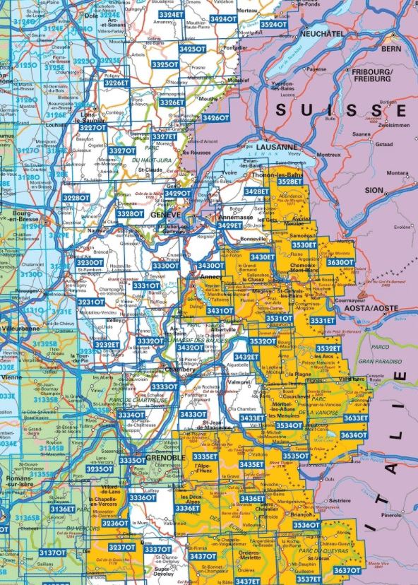 Carte TOP 25 n° 3232 ET - Belley, St-Genix-sur-Guiers & Sud Bugey | IGN carte pliée IGN 