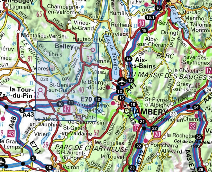 Carte TOP 25 n° 3232 ET - Belley, St-Genix-sur-Guiers & Sud Bugey | IGN carte pliée IGN 