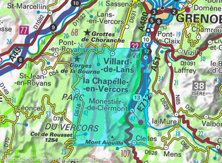 Carte TOP 25 n° 3236 OTR (résistante) - Villard-de-Lans, Mont Aiguille (PN du Vercors, Alpes) | IGN carte pliée IGN 