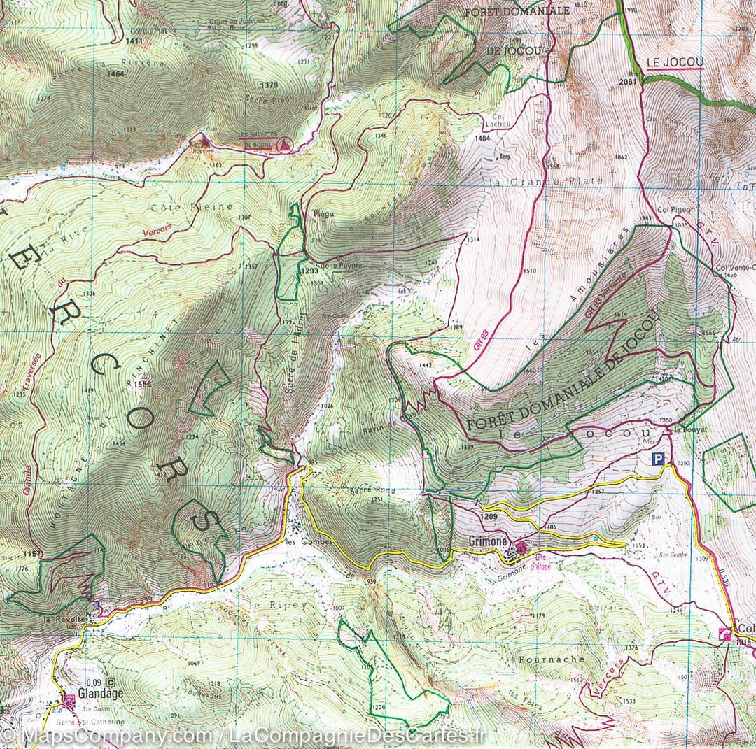 Carte TOP 25 n° 3237 OTR (Résistante) - Glandasse & Col de la Croix-Haute (PNR du Vercors, Alpes) | IGN carte pliée IGN 