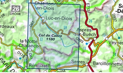 Carte TOP 25 n° 3238 OT - Luc en Diois, Valdrôme & Col de Cabre | IGN carte de randonnée IGN
