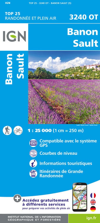 Carte TOP 25 n° 3240 OT - Banon, Sault | IGN carte de randonnée IGN