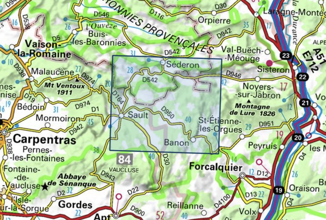 Carte TOP 25 n° 3240 OT - Banon, Sault | IGN carte de randonnée IGN