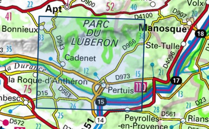 Carte TOP 25 n° 3243 OT - Pertuis, Lourmarin & PNR du Lubéron | IGN carte pliée IGN 
