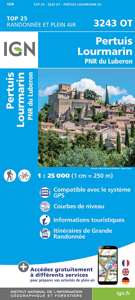 Carte TOP 25 n° 3243 OT - Pertuis, Lourmarin & PNR du Luberon | IGN carte de randonnée IGN
