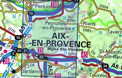 Carte TOP 25 n° 3244 ET - Montagne Sainte Victoire, Aix en Provence, Gardanne & Trets | IGN carte de randonnée IGN