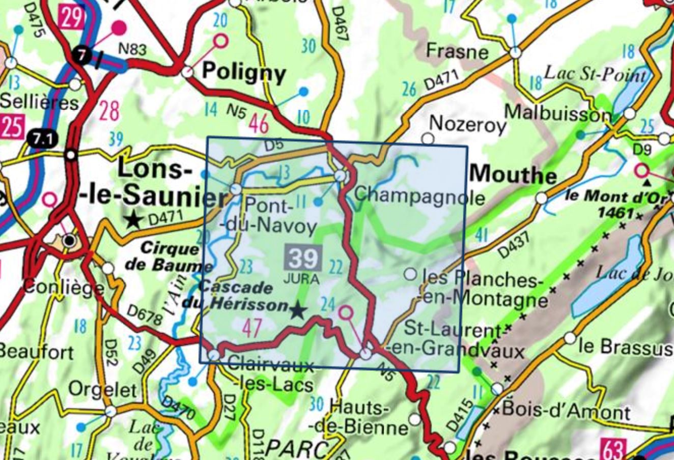 Carte TOP 25 n° 3326 ET - Champagnole, lac de Chalain & Pic de l'Aigle (Alpes) | IGN carte de randonnée IGN