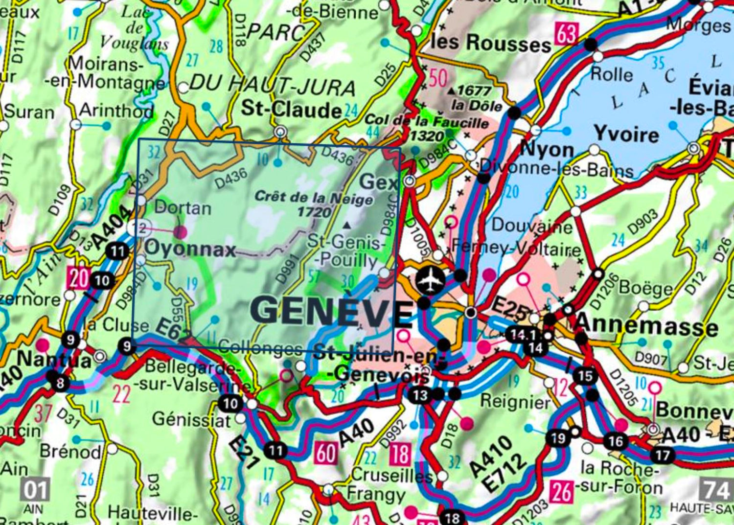 Carte TOP 25 n° 3328 OT - Crêt de la Neige, Oyonnax & Lélex (PNR du Haut Jura) | IGN carte de randonnée IGN