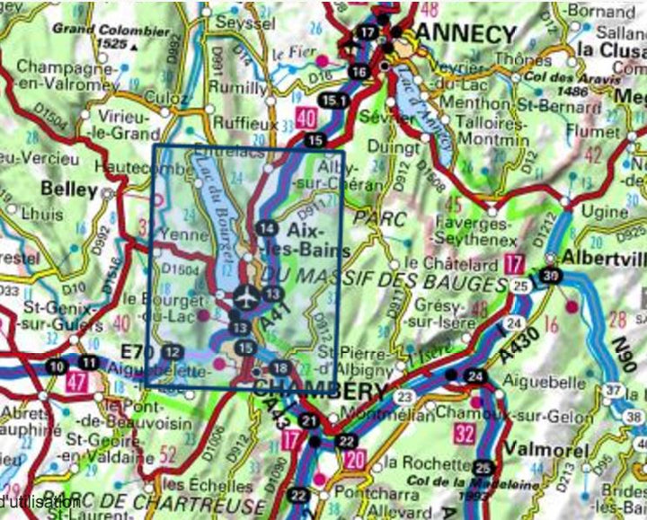 Carte TOP 25 n° 3332 OT - Chambéry, Aix-les-Bains & Lac du Bourget | IGN carte pliée IGN 