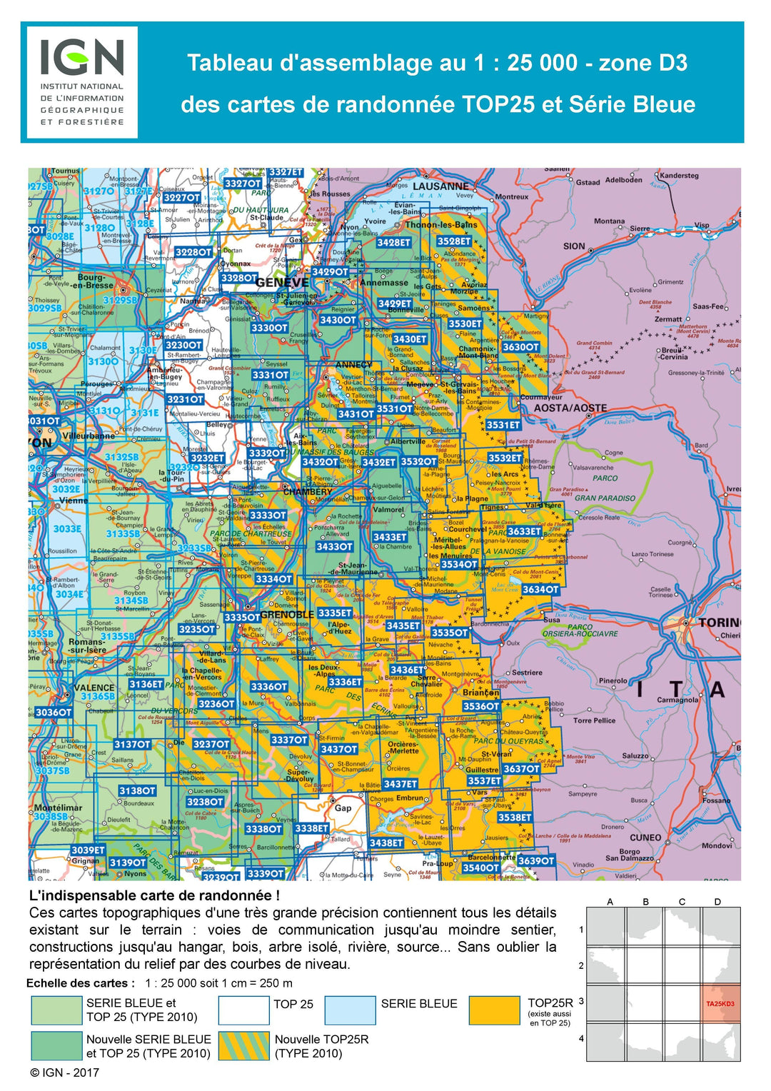 Carte TOP 25 n° 3333 OTR (résistante) - Massif de la Chartreuse Nord (Alpes) | IGN carte pliée IGN 