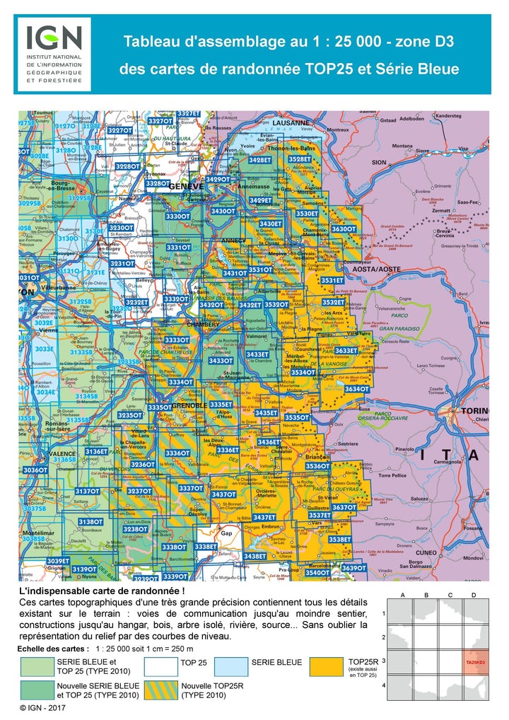 Carte TOP 25 n° 3333 OTR (résistante) - Massif de la Chartreuse Nord (Alpes) | IGN carte pliée IGN 