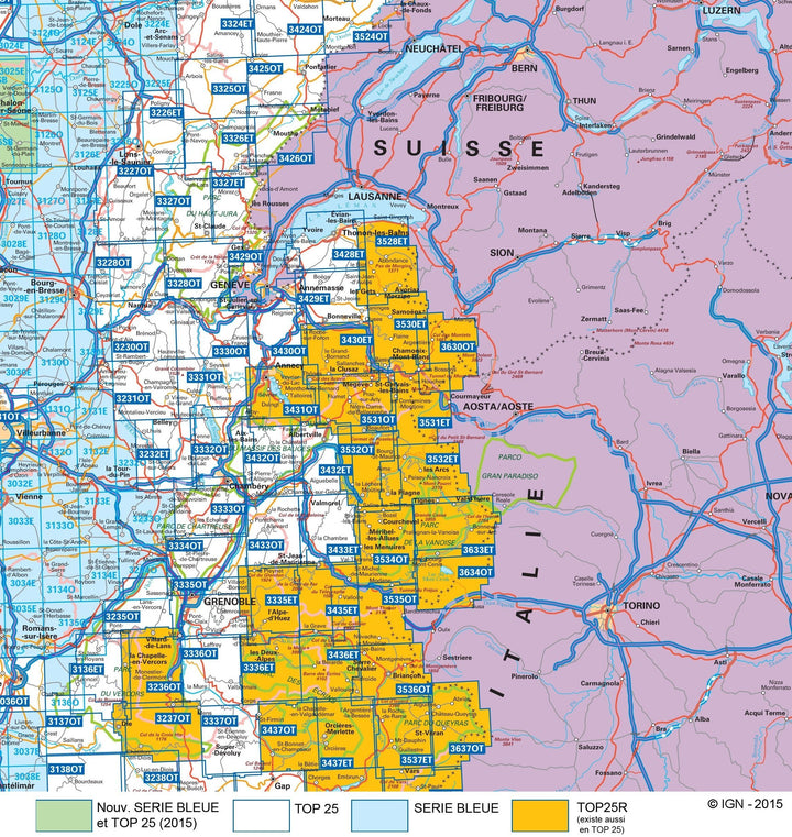 Carte TOP 25 n° 3334 OTR (résistante) - Massif de la Charteuse Sud (Alpes) | IGN carte pliée IGN 