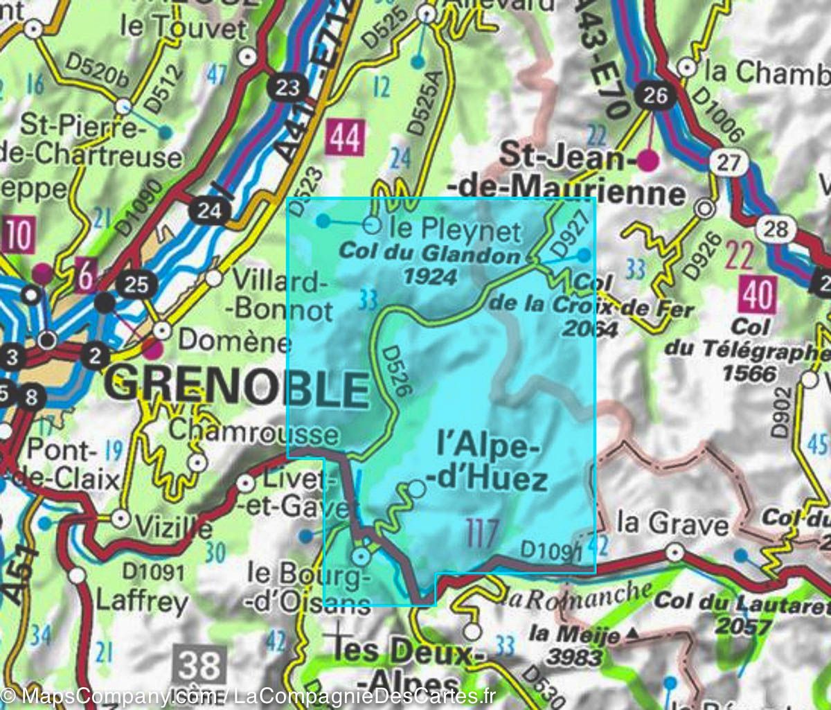 Carte TOP 25 n° 3335 ETR (résistante) - Bourg d'Oisans & l'Alpe d'Huez (Alpes) | IGN carte de randonnée IGN