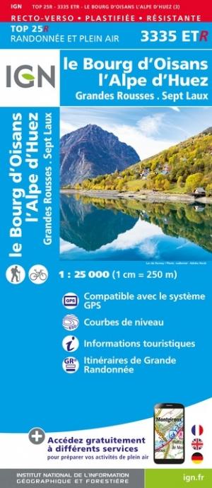 Carte TOP 25 n° 3335 ETR (résistante) - Bourg d'Oisans & l'Alpe d'Huez (Alpes) | IGN carte de randonnée IGN