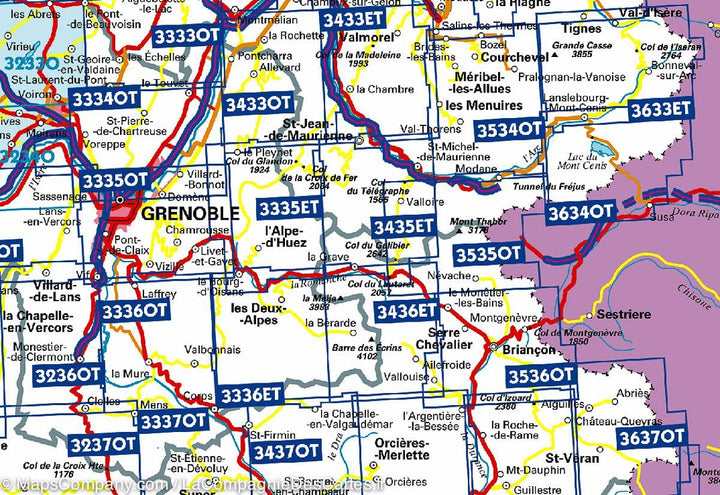 Carte TOP 25 n° 3335 ETR (résistante) - Bourg d'Oisans & l'Alpe d'Huez (Alpes) | IGN carte pliée IGN 