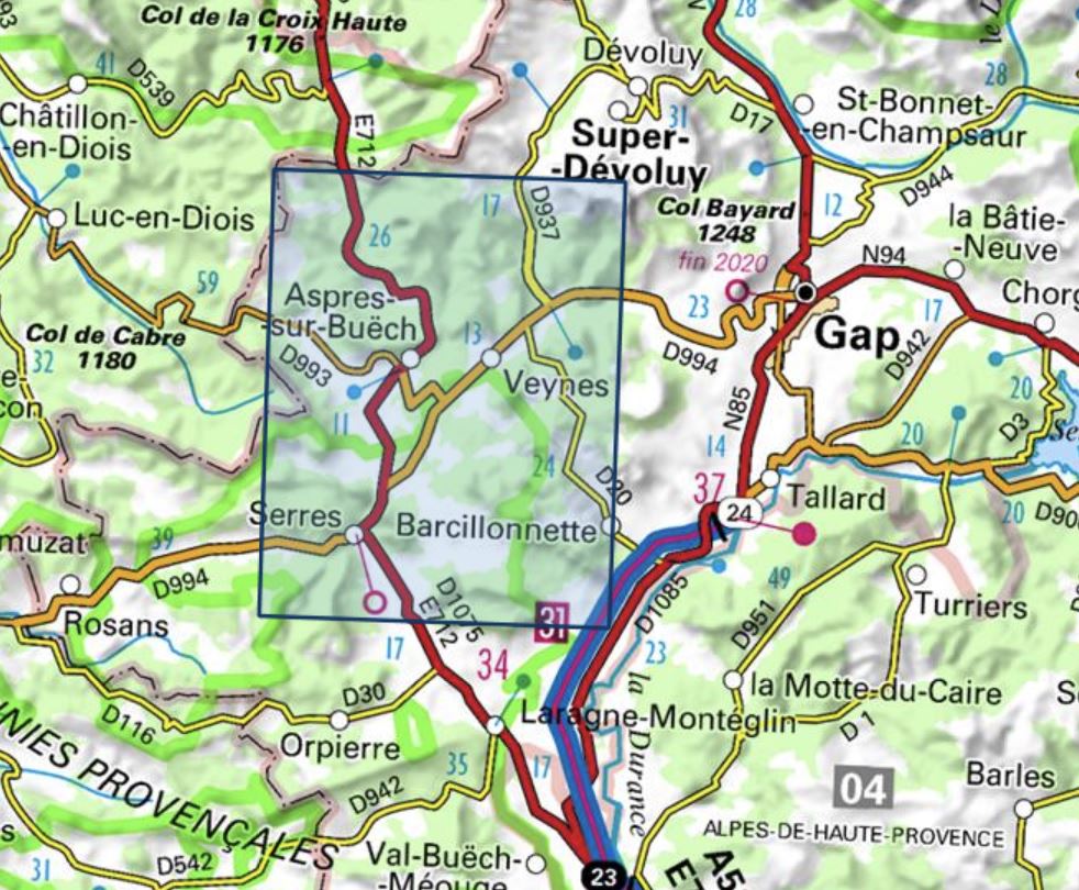 Carte TOP 25 n° 3338 OT - Serres, Veynes & Haut Buëch (Alpes) | IGN carte de randonnée IGN