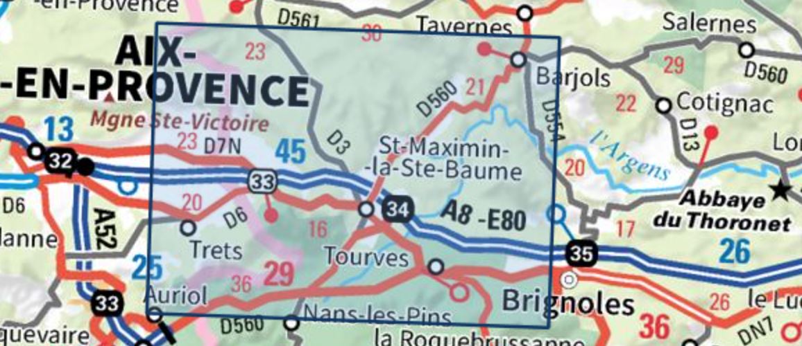 Carte TOP 25 n° 3344 OT - Saint-Maximin-la-Sainte-Baume | IGN carte de randonnée IGN