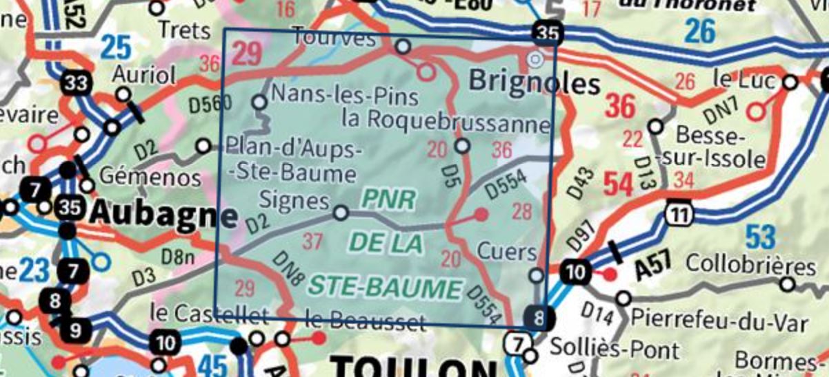 Carte TOP 25 n° 3345 OT - Signes, Tourves, Massif de la Sainte-Baume | IGN carte de randonnée IGN