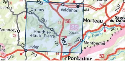 Carte TOP 25 n° 3424 OT - Ornans, Source de la Loue | IGN carte pliée IGN 