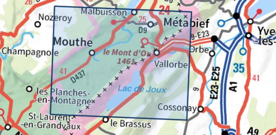 Carte TOP 25 n° 3426 OT - Mouthe, Métabief, Le Mont d'Or | IGN carte de randonnée IGN
