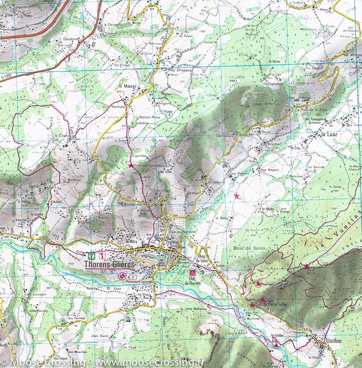 Carte TOP 25 n° 3430 OT - Mont Salève, St Julien en Genevois & Annemasse (Alpes) | IGN carte de randonnée IGN