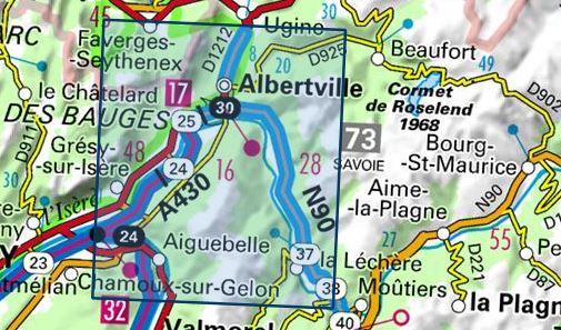 Carte TOP 25 n° 3432 ET - Albertville (Alpes) | IGN carte de randonnée IGN
