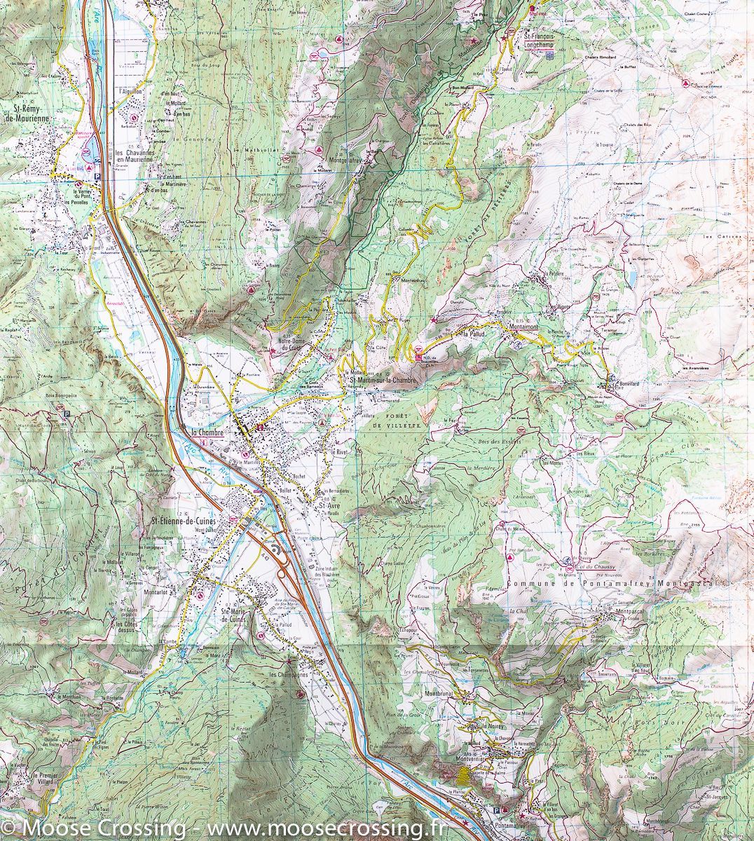 Carte TOP 25 n° 3433 ET - St-Jean-de-Maurienne, St-François-Longchamp & Valmorel (Alpes) | IGN carte de randonnée IGN