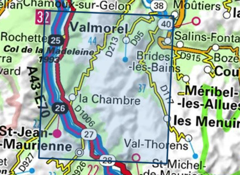 Carte TOP 25 n° 3433 ET - St-Jean-de-Maurienne, St-François-Longchamp & Valmorel (Alpes) | IGN carte de randonnée IGN