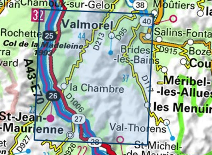 Carte TOP 25 n° 3433 ET - St-Jean-de-Maurienne, St-François-Longchamp & Valmorel (Alpes) | IGN carte pliée IGN 