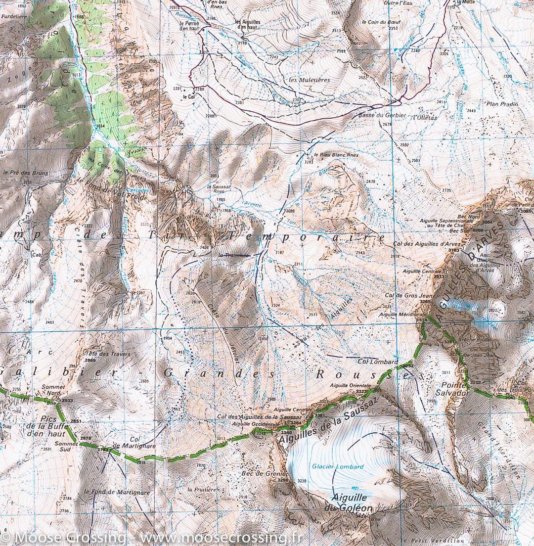 Carte IGN TOP 25 n° 3435 ET - Valloire, Aiguilles d'Arves et &amp; Col du Galibier (Alpes) - La Compagnie des Cartes