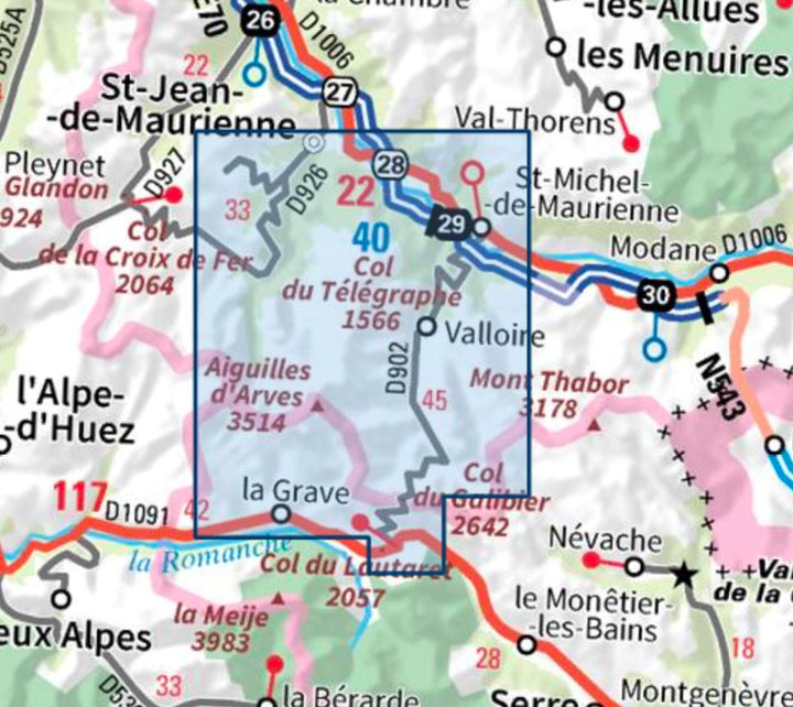 Carte TOP 25 n° 3435 ET - Valloire, Aiguilles d'Arves & Col du Galibier (Alpes) | IGN carte pliée IGN 