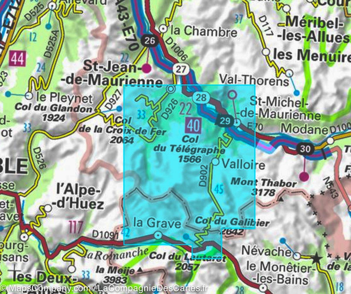 Carte TOP 25 n° 3435 ETR (résistante) - Valloire, Aiguilles d'Arves & Col du Galibier (Alpes) | IGN carte de randonnée IGN