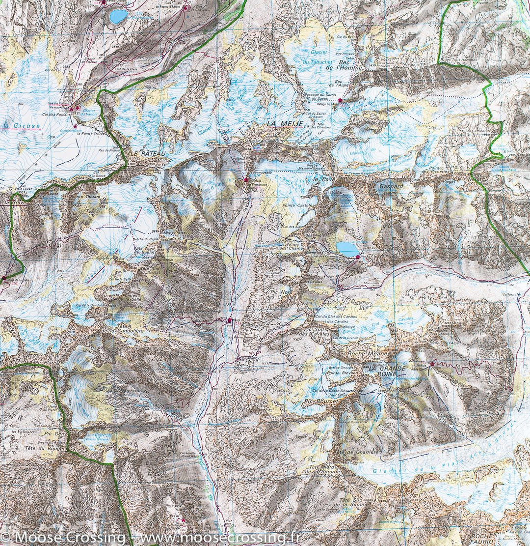 Carte IGN TOP 25 n° 3436 ET - Meije, Mont Pelvoux (Parc National des Ecrins, Alpes) - La Compagnie des Cartes