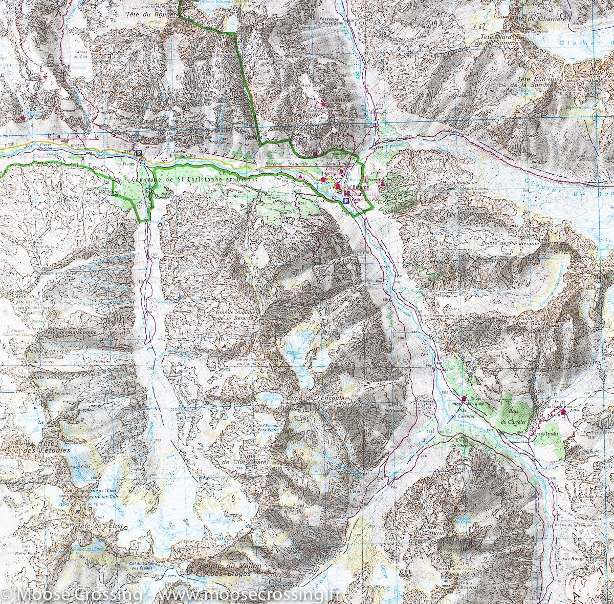 Carte TOP 25 n° 3436 ET - Meije, Mont Pelvoux (Parc National des Ecrins, Alpes) | IGN carte de randonnée IGN