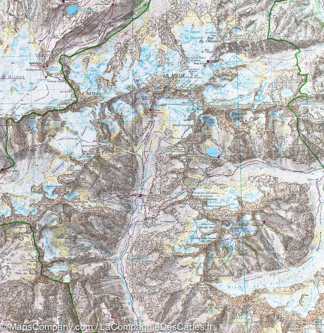 Carte IGN TOP 25 n° 3436 ETR (résistante) - Meije, Mont Pelvoux (PN des Ecrins, Alpes) - La Compagnie des Cartes