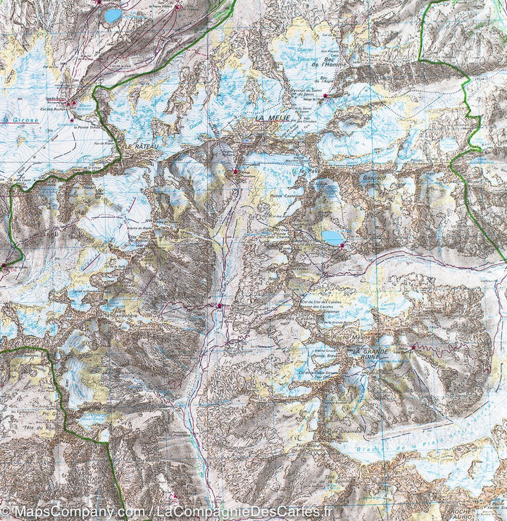 Carte IGN TOP 25 n° 3436 ETR (résistante) - Meije, Mont Pelvoux (PN des Ecrins, Alpes) - La Compagnie des Cartes