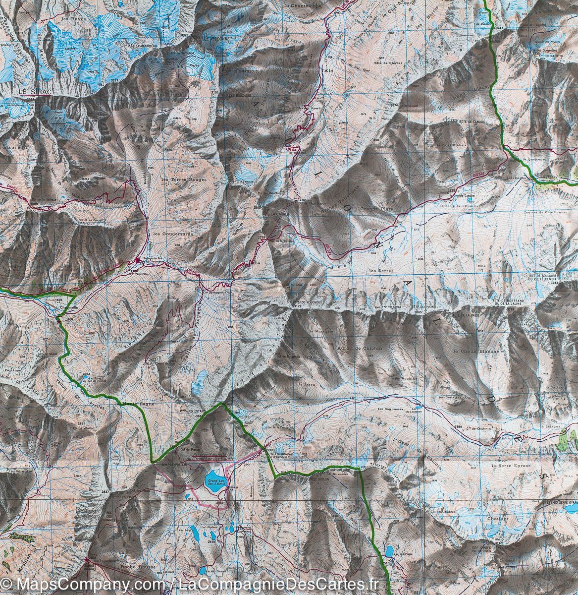 Carte TOP 25 n° 3437 ETR (Résistante) - Orcières-Merlette (PN des Ecrins, Alpes) | IGN carte de randonnée IGN