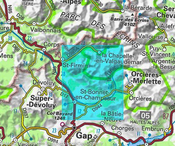 Carte TOP 25 n° 3437 OTR (Résistante) - Champsaur, Vieux Chaillol (PN des Ecrins, Alpes) | IGN carte de randonnée IGN