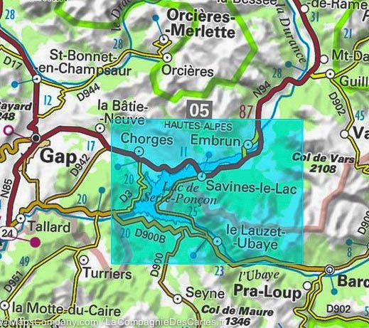 Carte IGN TOP 25 n° 3438 ETR (Résistante) - Embrun, les Orres & Lac de Serre-Ponçon (Alpes) - La Compagnie des Cartes